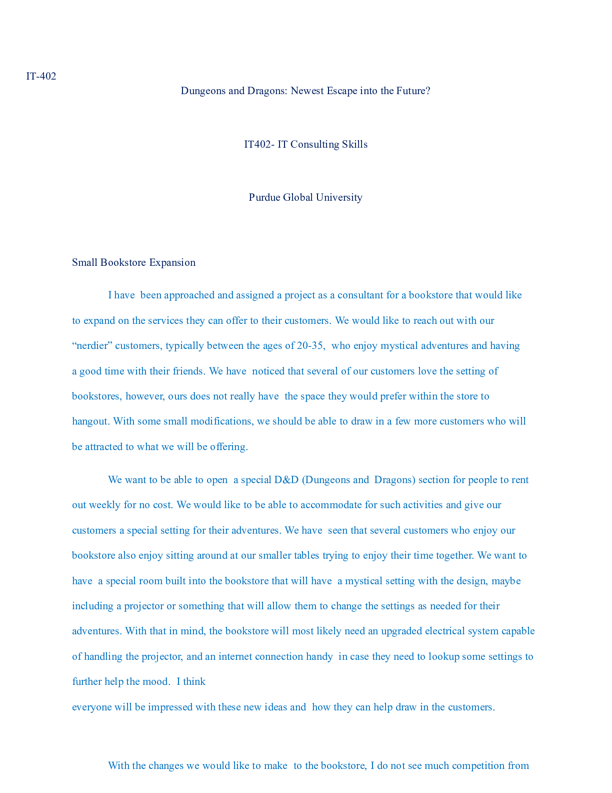 Preview image for IT402 Unit5 .pdf    IT-402  Dungeons and Dragons: Newest Escape into the Future?  IT402- I